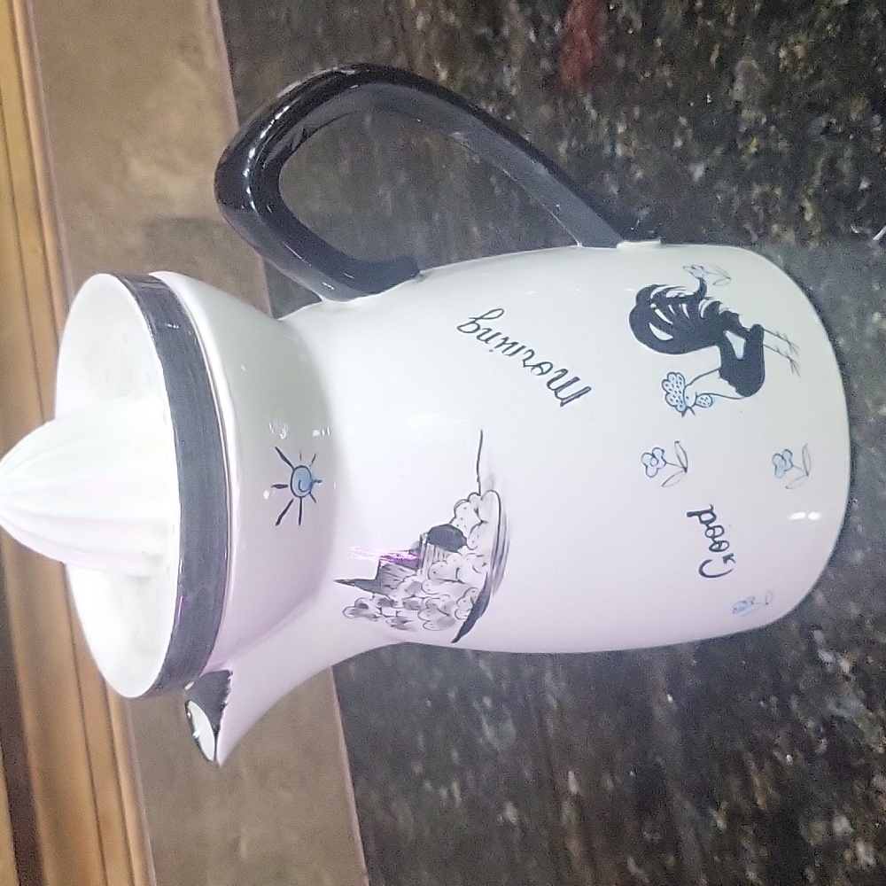 Vintage Napcoware Pitcher with Reamer Chicken, Juicer Good Morning